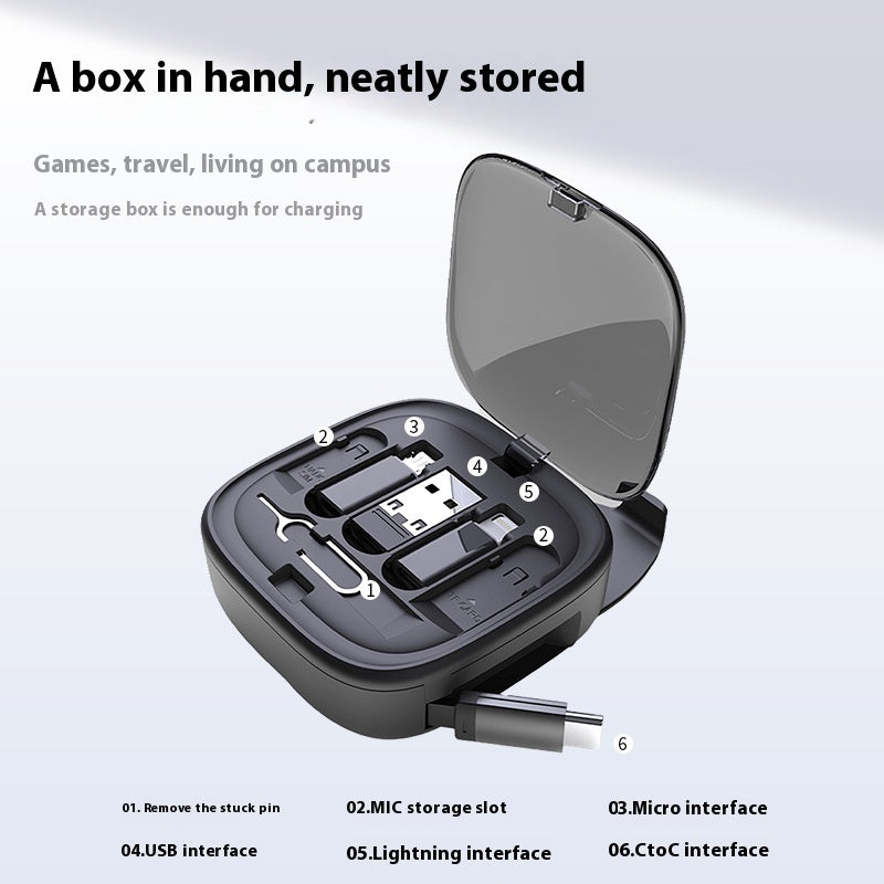 Multifunctional Telescopic Charging Data Cable Storage Box Suit