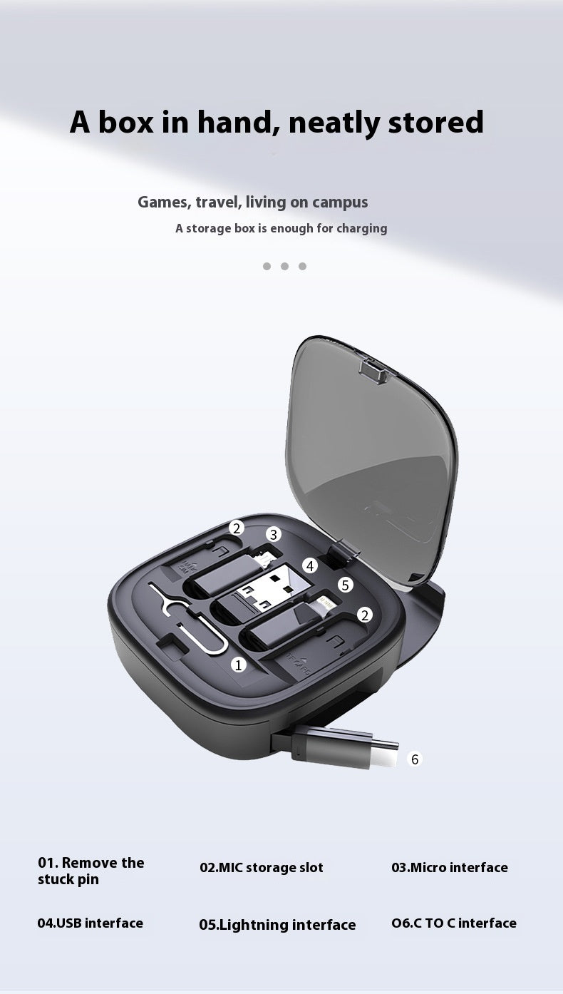 Multifunctional Telescopic Charging Data Cable Storage Box Suit